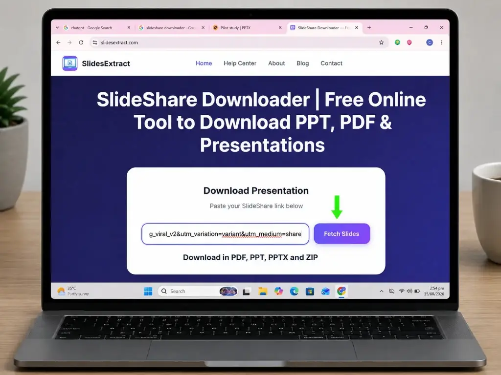 Click Fetch Slides in SlideShare PPT downloader on desktop