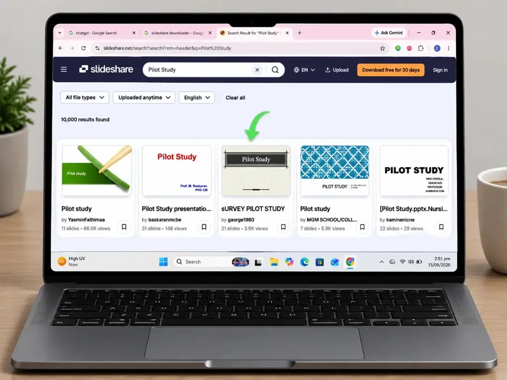Choose a public deck for the SlideShare downloader on desktop