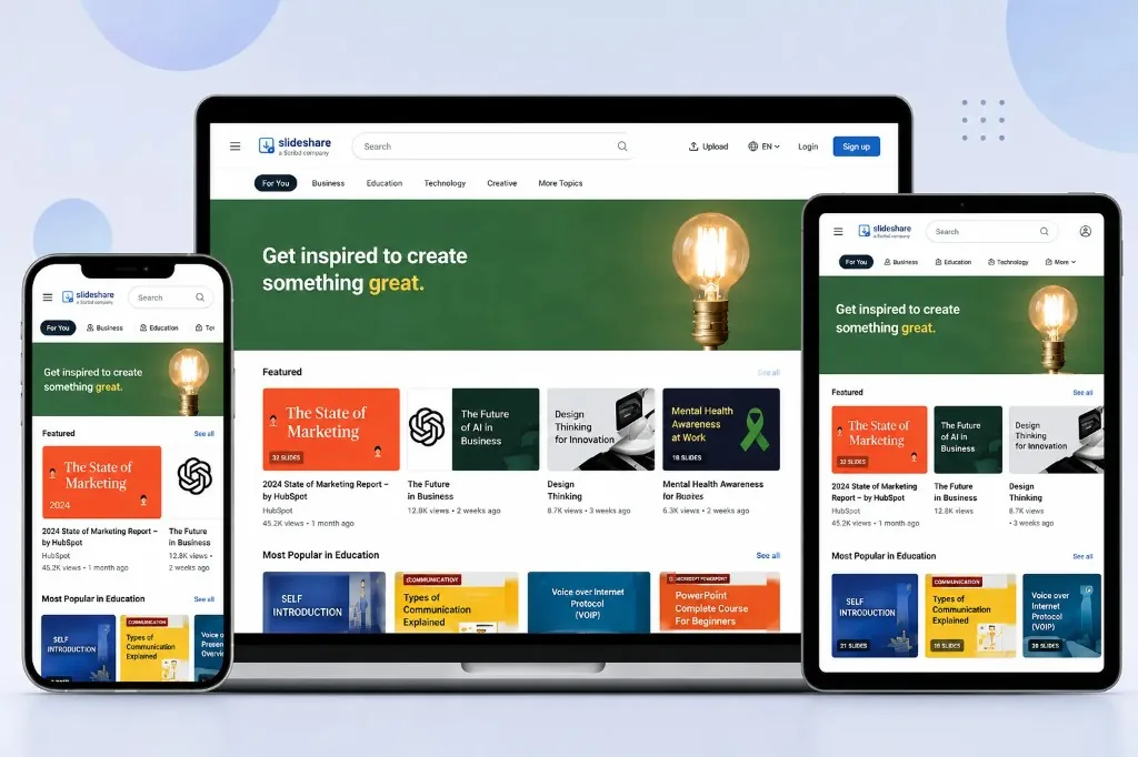 Online SlideShare downloader on mobile, tablet and desktop devices